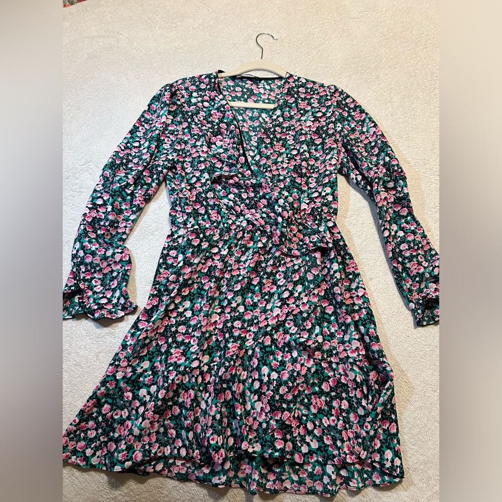 Zara floral wrap dress